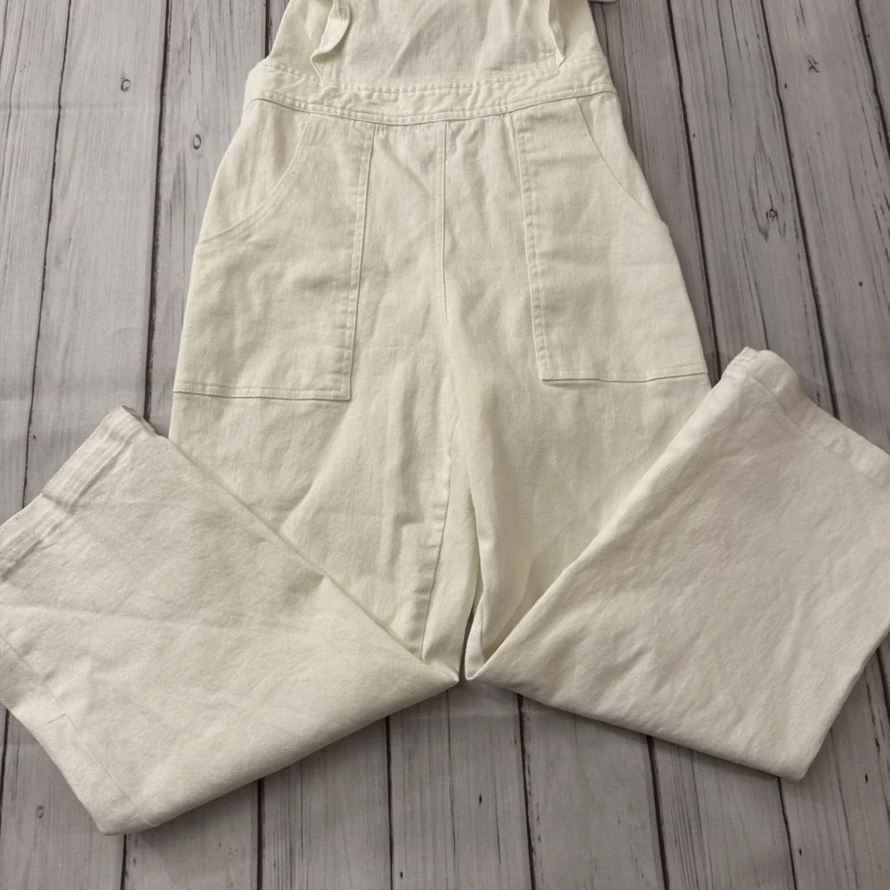 Sugar Lips White Wide Leg Jumpsuit Ruffle Sleeve Cutout Back Boho Small Talon - Picture 3 of 8